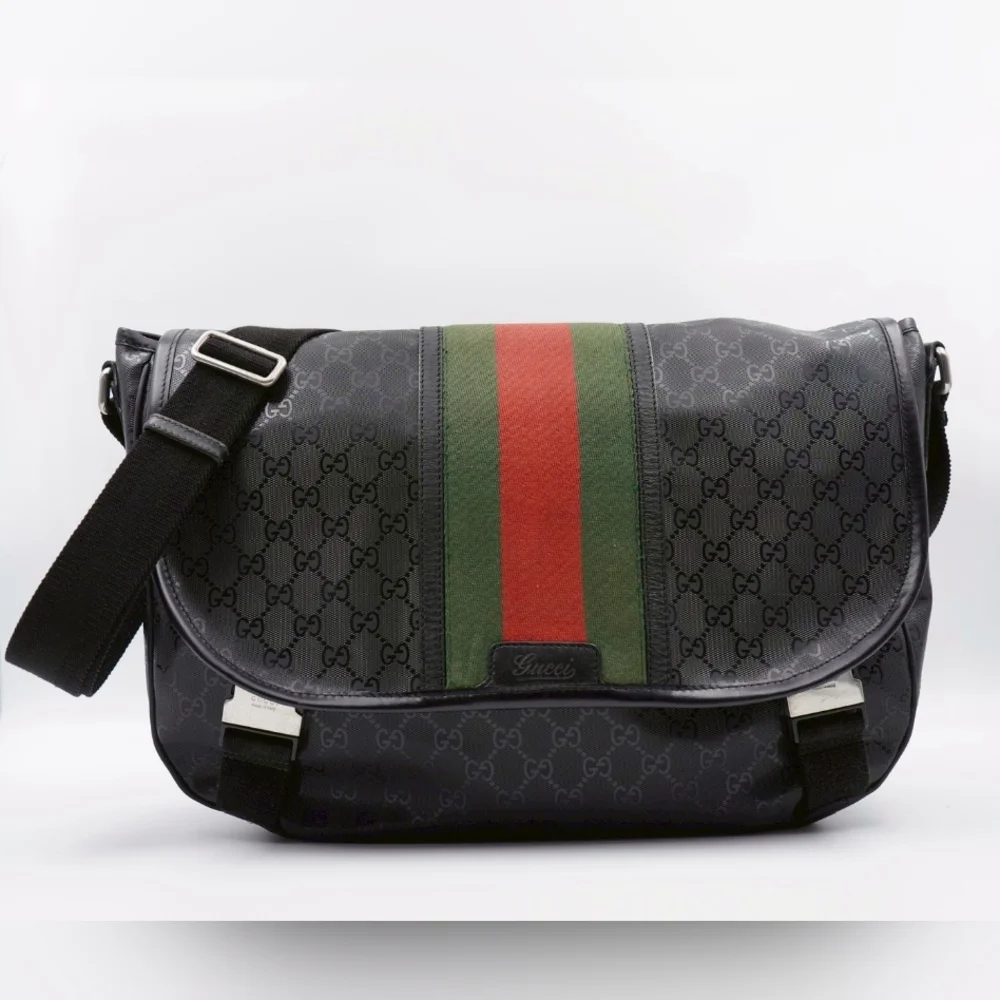 ❌️❌️SOLd❌️❌️CB09 ❤️ Gucci GG 500 Web Double Buckle Messenger Bag